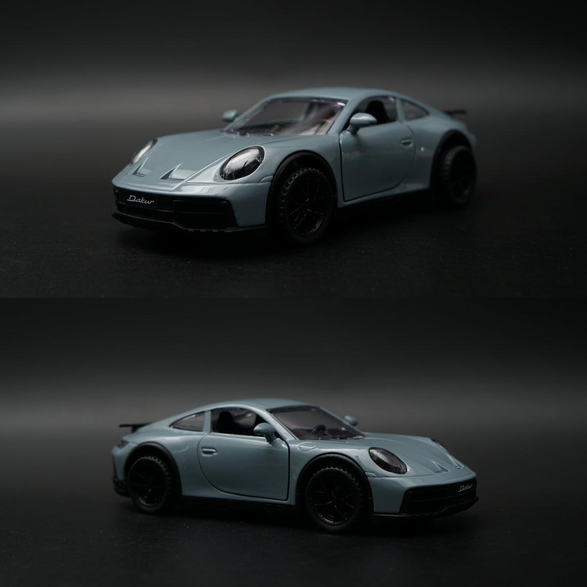 1:36 Diecast Sports Coupe | Silver Grey | Dakar-Style Design