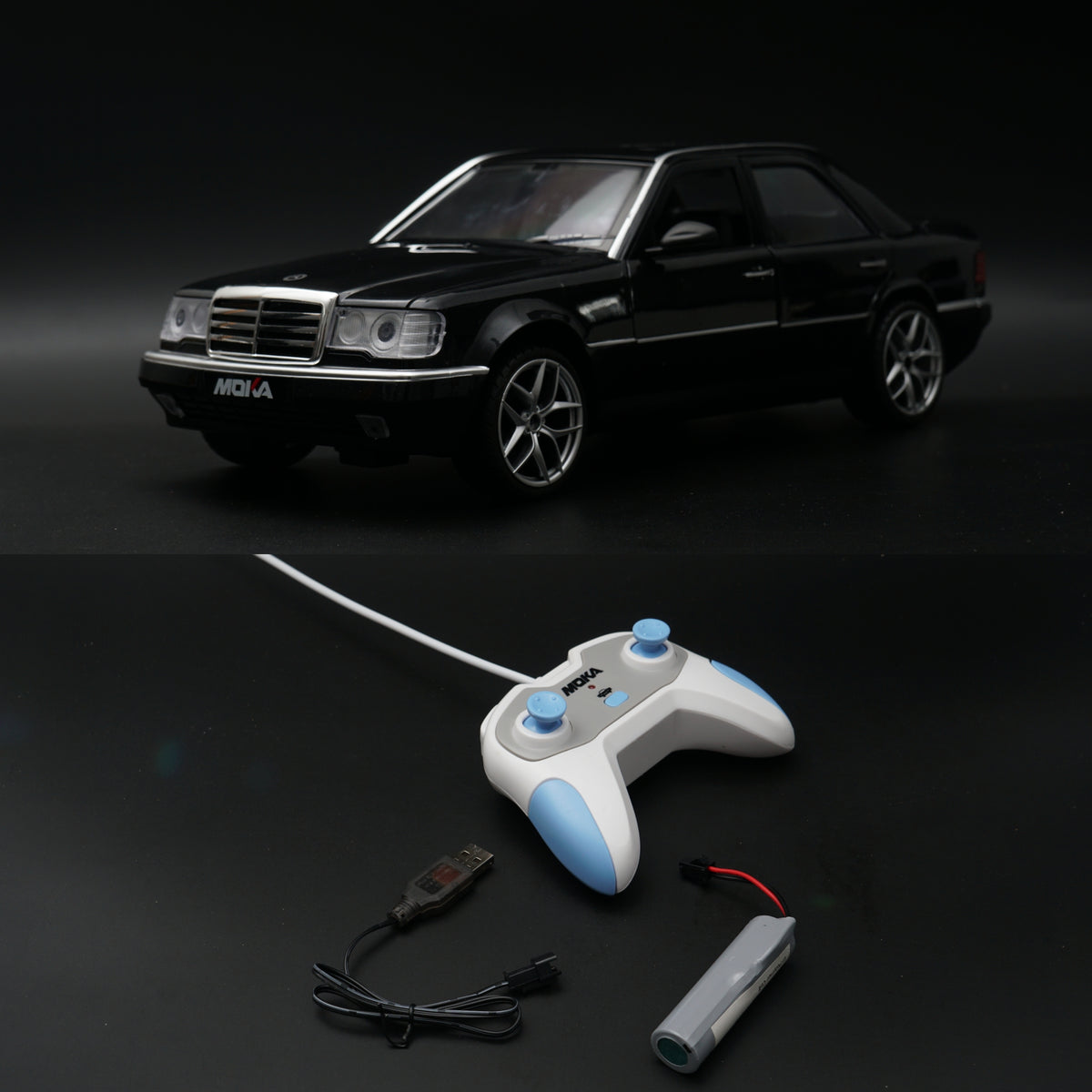 1:18 Scale Mercedes-Benz  E-Class Inspired RC Model | Black Luxury Saloon