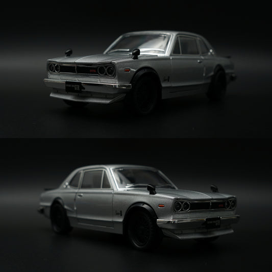 1:24 Scale Nissan Skyline 2000 GT-R Diecast Model | Metallic Silver Hakosuka