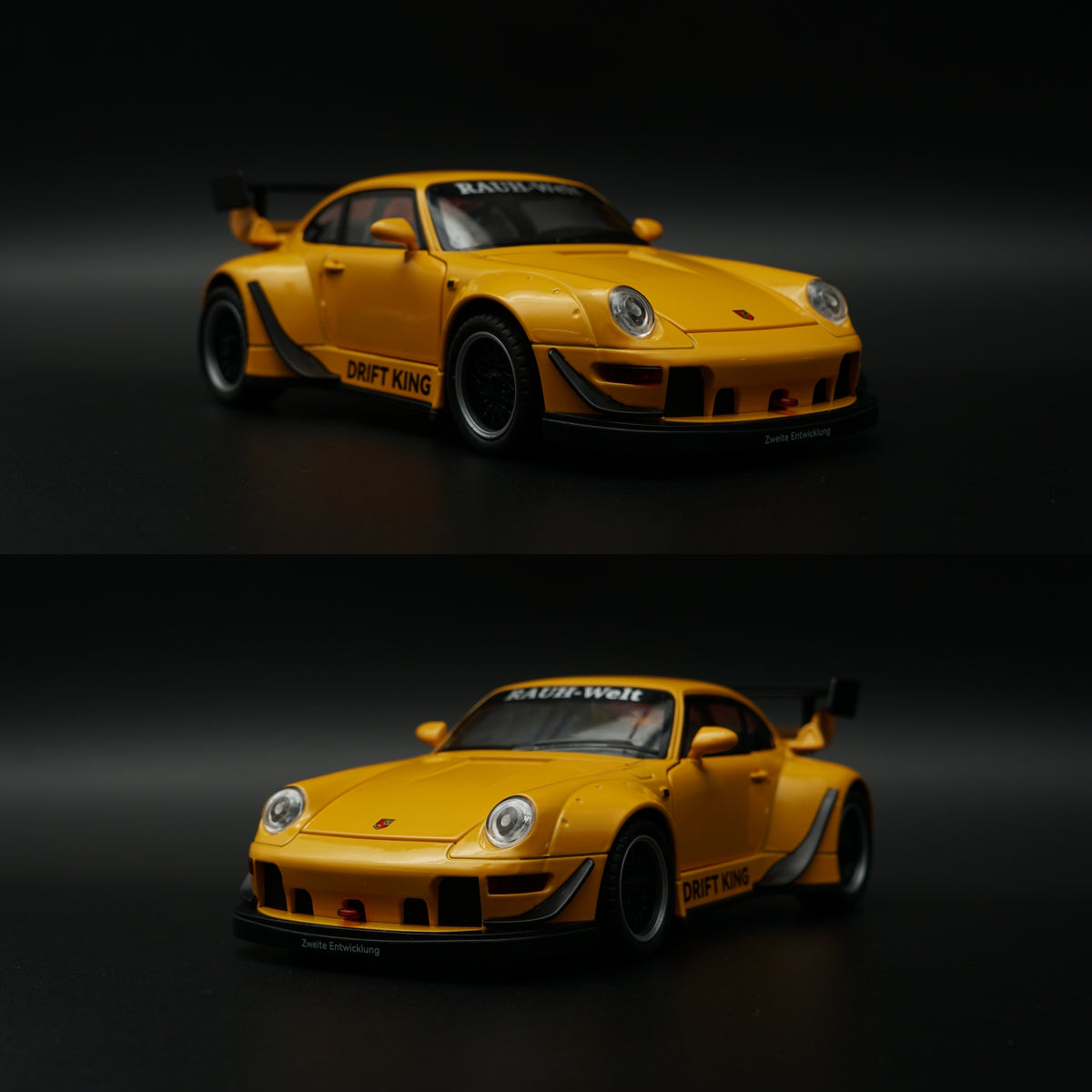 1:24 Scale Porsche 911 RWB Widebody Drift King Diecast Model Car – Yellow