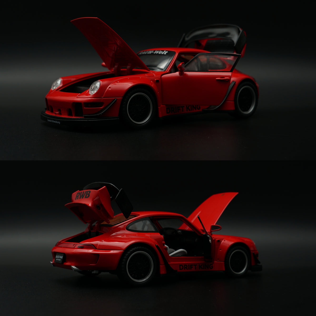 1:24 Scale Porsche 911 RWB Widebody Drift King Diecast Model Car – Red