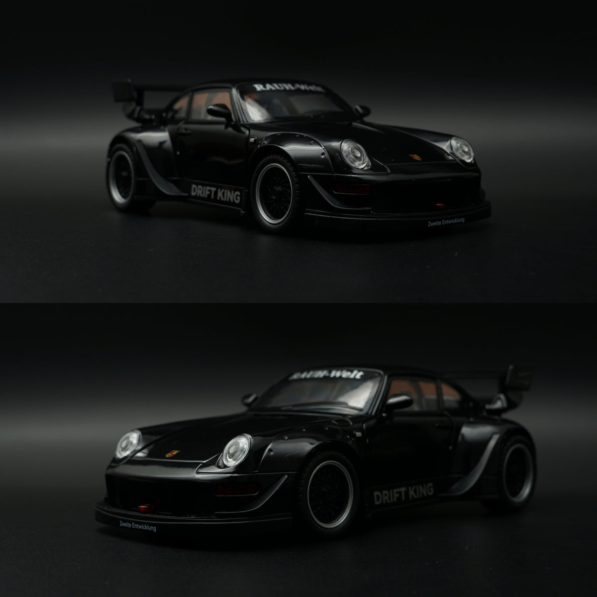 1:24 Scale Porsche 911 RWB Widebody Drift King Diecast Model Car – Black