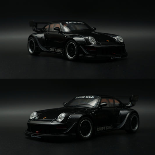 1:24 Scale Porsche 911 RWB Widebody Drift King Diecast Model Car – Black