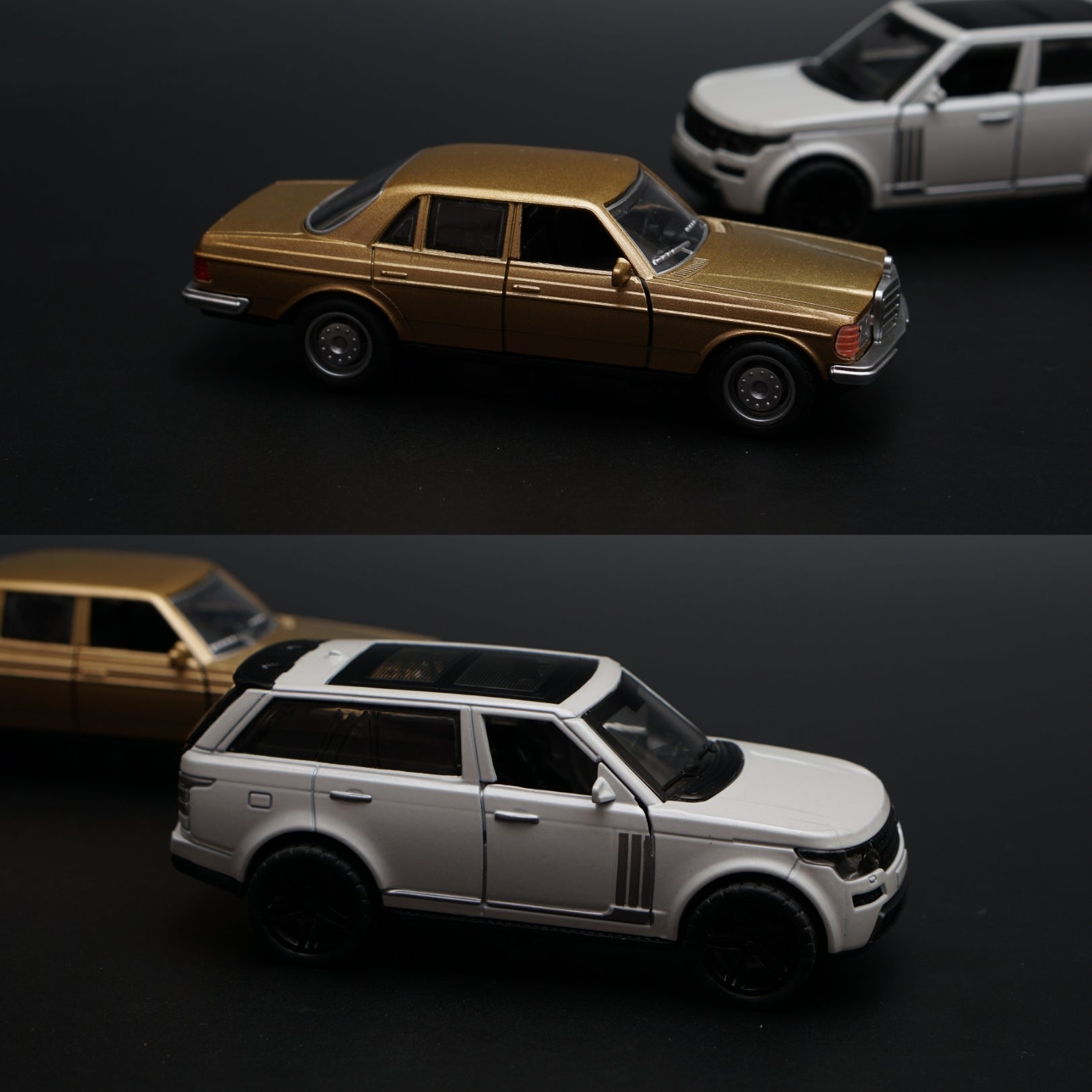 1:36 Benz , Range Rover Diecast Combo (Gold,White) -  Kunju Vandi  