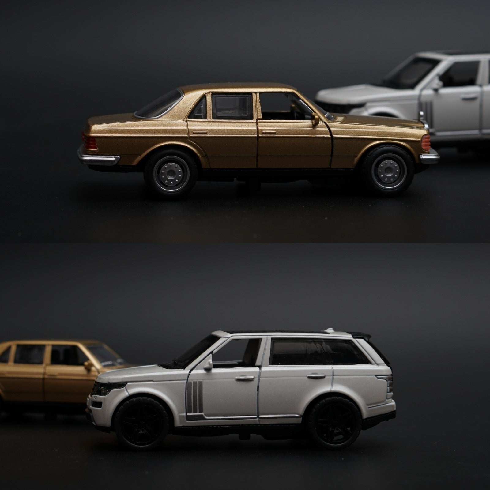 1:36 Benz , Range Rover Diecast Combo (Gold,White) -  Kunju Vandi  